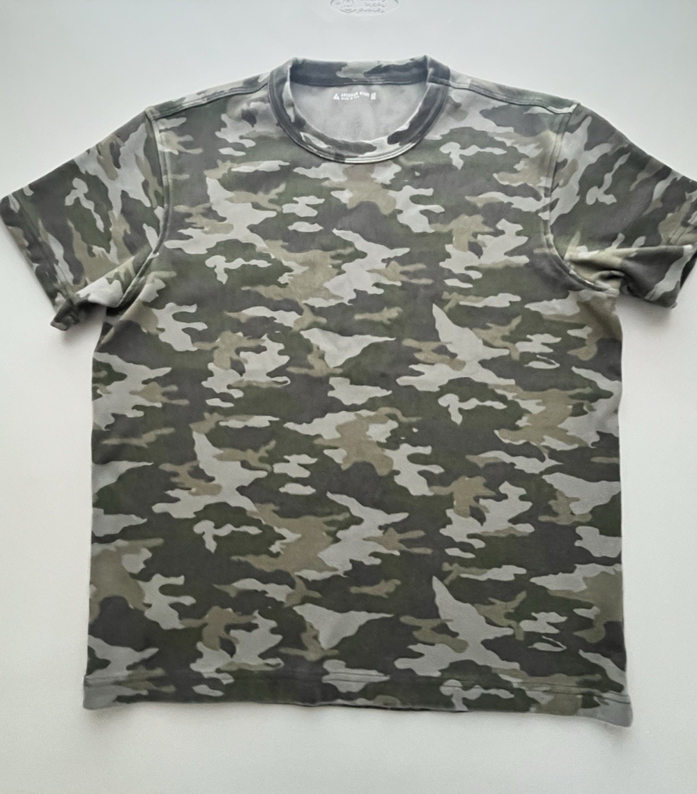 American Giant Rib Tee Mens Medium Forest Camo Heavy Stretch T Shirt